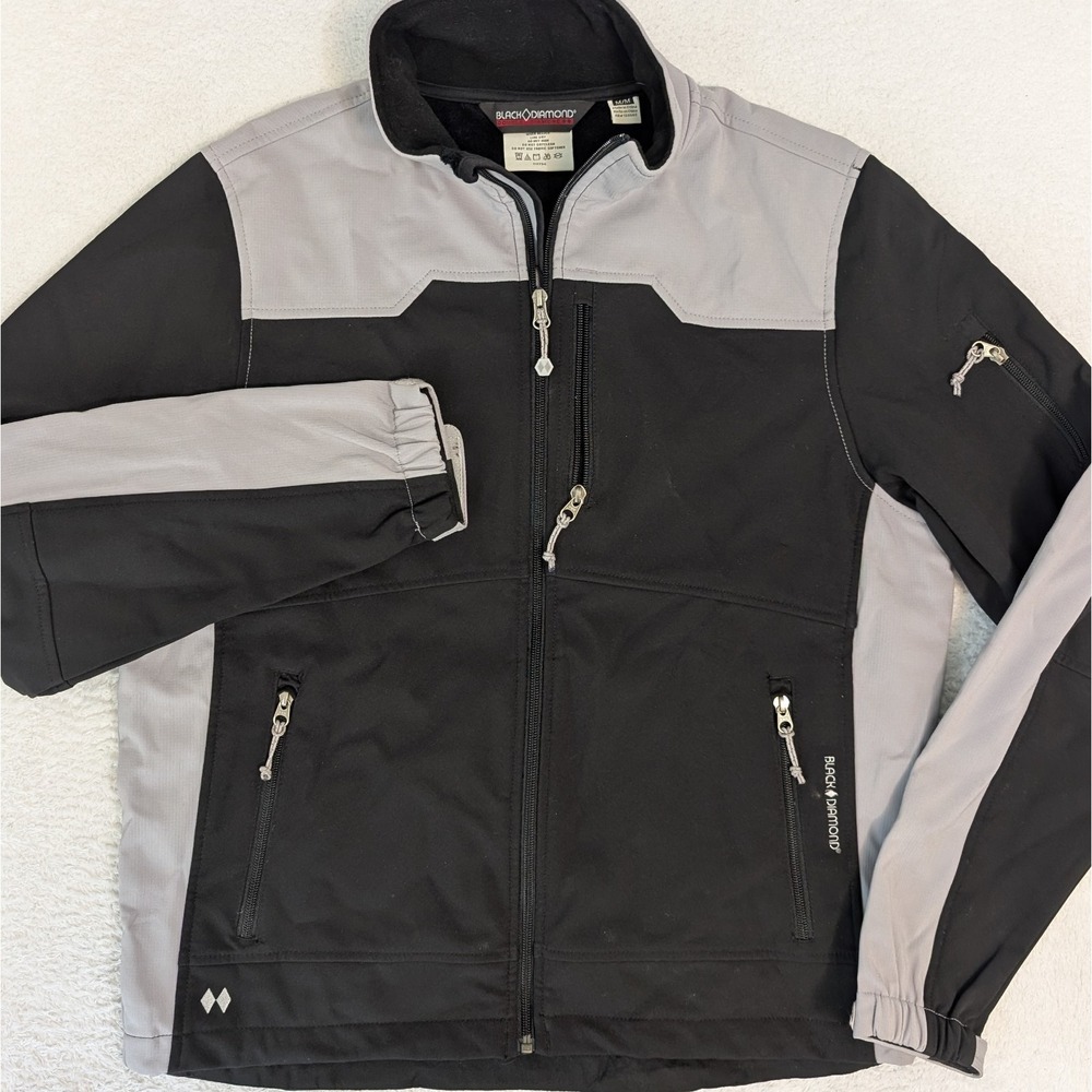 Black Diamond Double Diamond Full Zip Jacket, Medium, Black, Stretchy W/ Ripstop